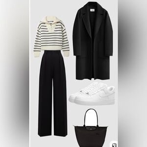 Nicole Miller Black and White V-Neck Sweater